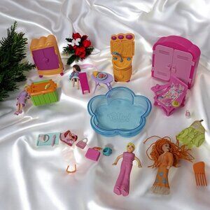 Assorted Y2K Polly Pocket and Others Dolls and Furniture Toy Lot